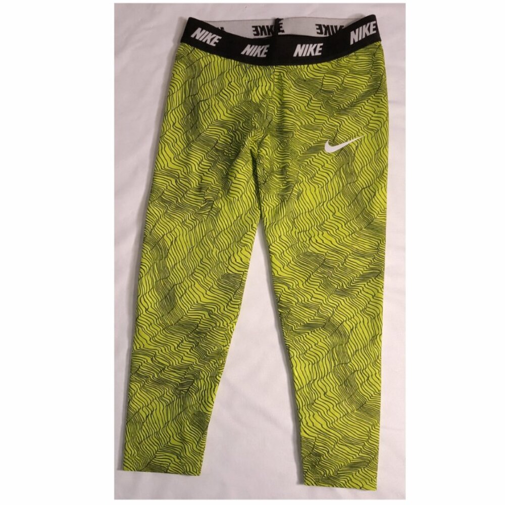 Nike Girls Dri-Fit Capri Leggings Yellow & Black Size 6 age 4 -5